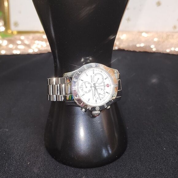 Authentic Michele MW Sport Silver Chronograph Swiss Quartz Watch - Works - Picture 7 of 16